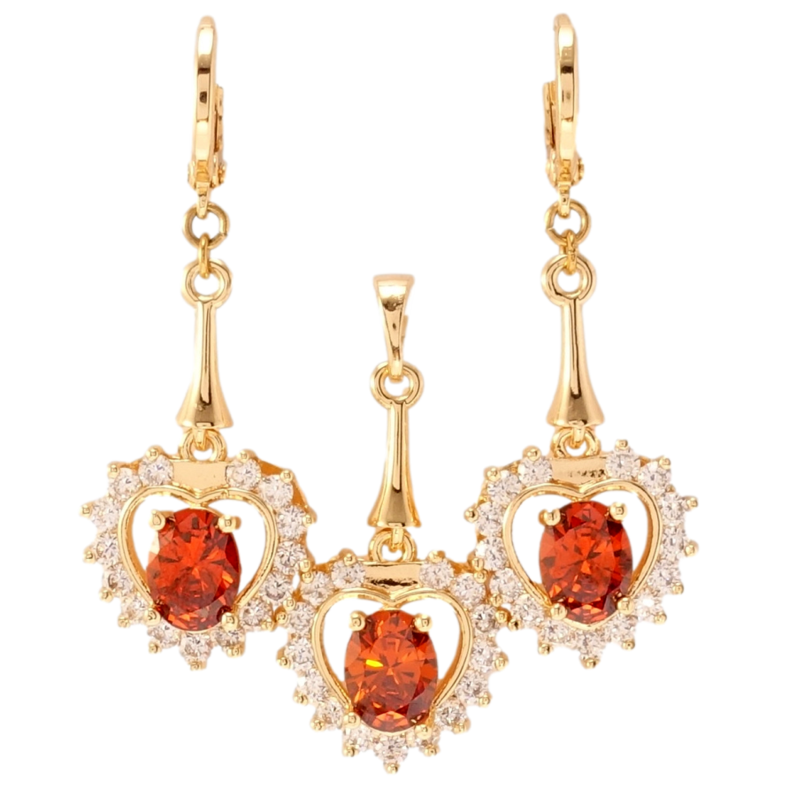 Набір Xuping M&L Колір 18K Сережки Кулон Сердечки з червоними кристалами та цирконієм фото №1 Набір Xuping M&L Колір 18K Сережки Кулон Сердечки з червоними кристалами та цирконієм фото №1