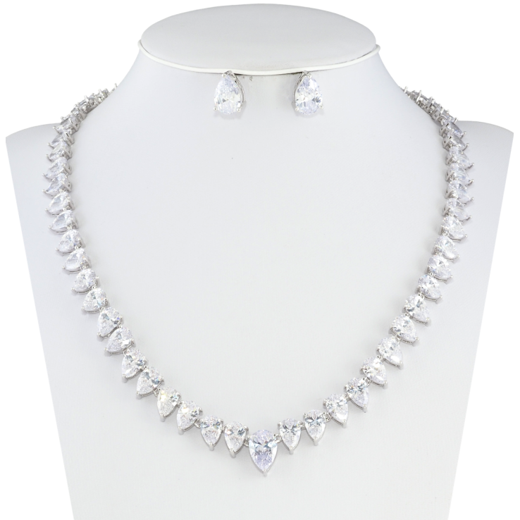 Набор Xuping Родий Серьги Колье Кристальные капельки размер 42см х 7-12мм фото №18 Набор Xuping Родий Серьги Колье Кристальные капельки размер 42см х 7-12мм фото №18