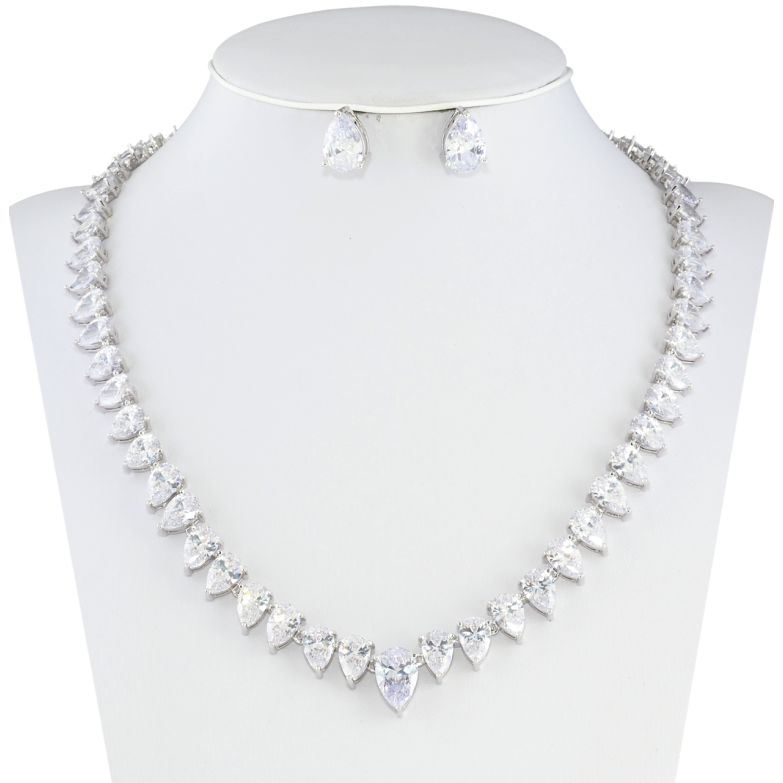Набор Xuping Родий Серьги Колье Кристальные капельки размер 42см х 7-12мм фото №1 Набор Xuping Родий Серьги Колье Кристальные капельки размер 42см х 7-12мм фото №1