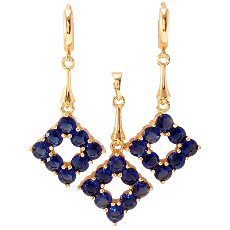 Набір Xuping M&L Колір 18K Сережки Кулон Ромби із синіх кристалів фото №1 Набір Xuping M&L Колір 18K Сережки Кулон Ромби із синіх кристалів фото №1