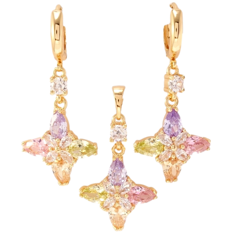 Набор Xuping M&L Цвет 18K Серьги Кулон Декоративные цветные кристальные крестики фото №1