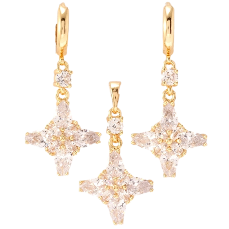 Набор Xuping M&L Цвет 18K Серьги Кулон Декоративные кристальные крестики фото №17