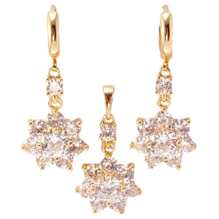 Набор Xuping M&L Цвет 18K Серьги Кулон Кристальные цветочки фото №3