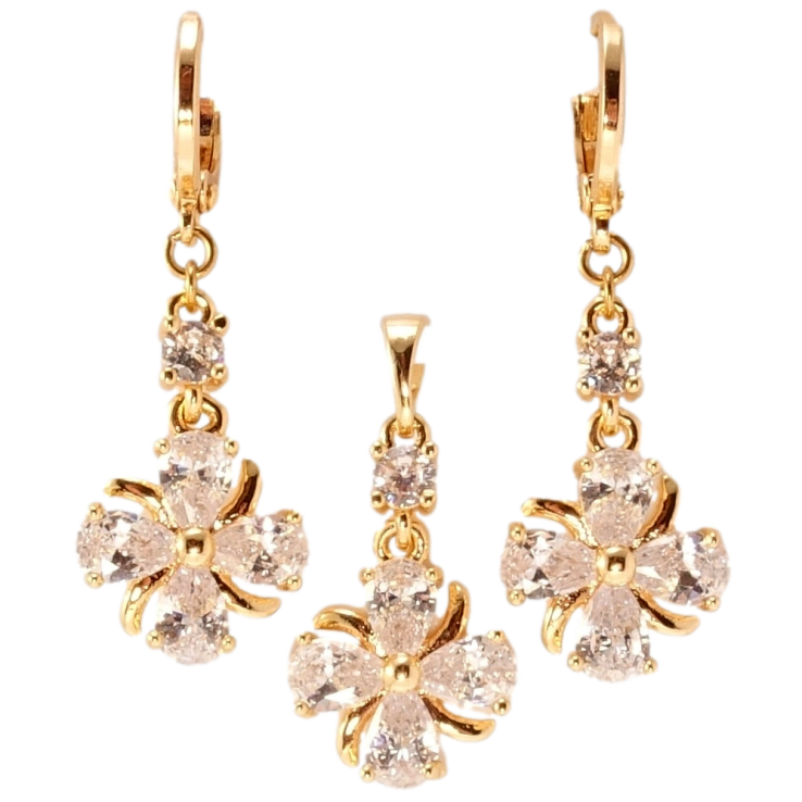 Набор Xuping M&L Цвет 18K Серьги Кулон Кристальные цветочки фото №14