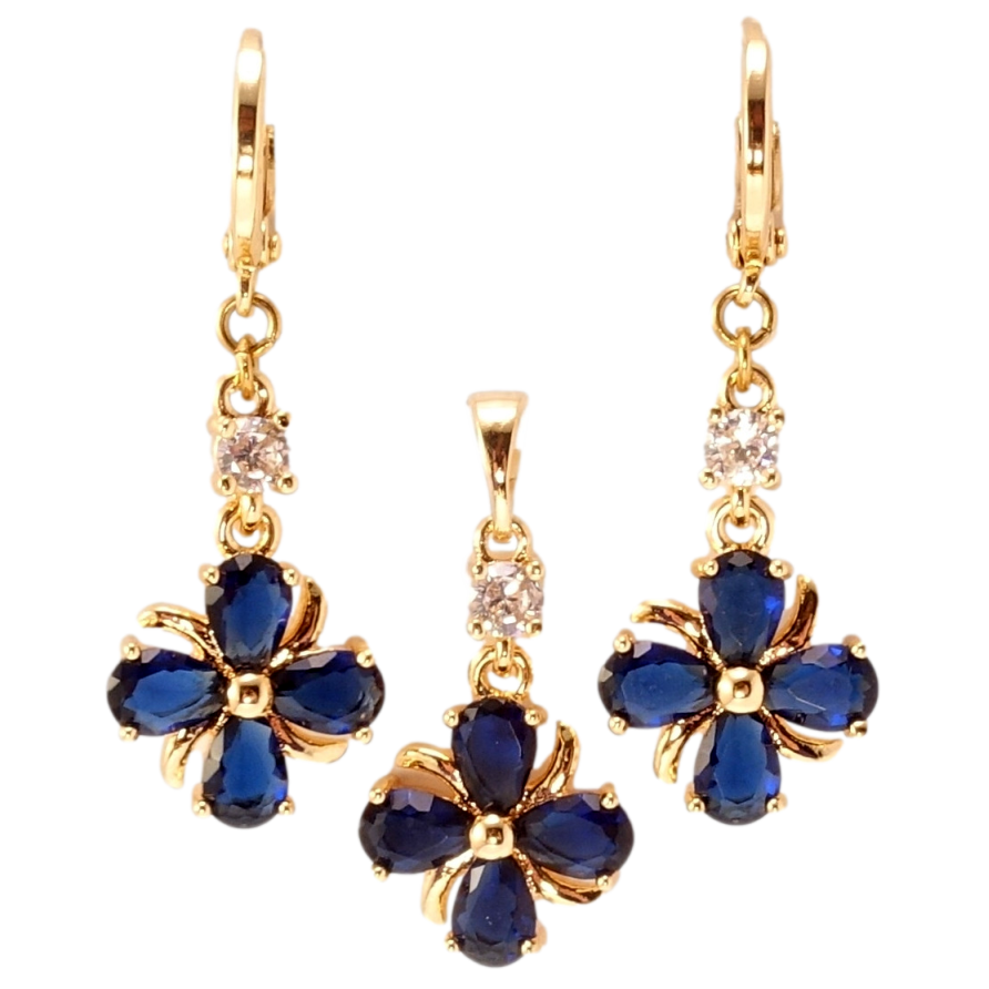 Xuping M&L Колір 18K Сережки Кулон Сині кристальні квіточки фото №1