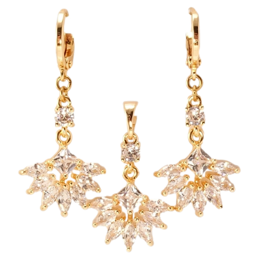 Набор Xuping M&L Цвет 18K Серьги Кулон Изысканный кристальный веер фото №1