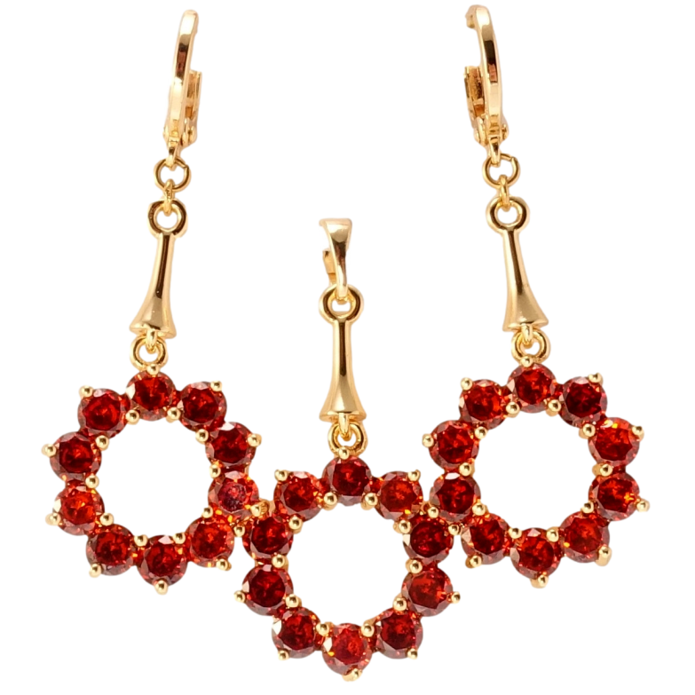 Набор Xuping M&L Цвет 18K Серьги Кулон Веночки из красных кристаллов фото №2 Набор Xuping M&L Цвет 18K Серьги Кулон Веночки из красных кристаллов фото №2
