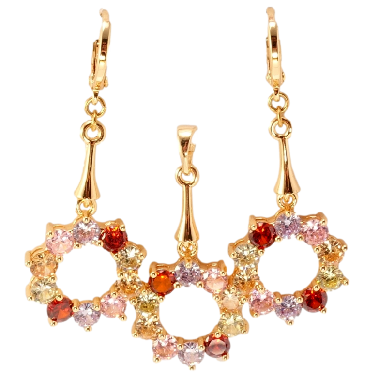 Набор Xuping M&L Цвет 18K Серьги Кулон Веночки из разноцветных кристаллов фото №1 Набор Xuping M&L Цвет 18K Серьги Кулон Веночки из разноцветных кристаллов фото №1