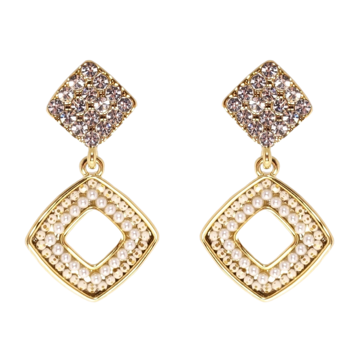 Сережки Xuping JEAN GOUJON Позолота 14K пусети Елегантність ромбів фото №11