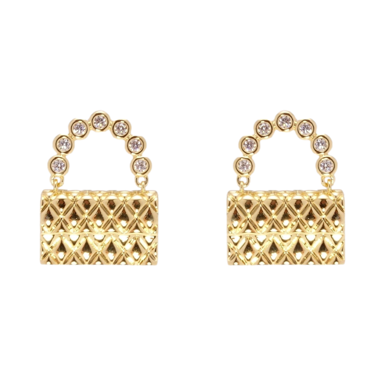 Сережки Xuping JEAN GOUJON Позолота 14K пусети Сумочки з цирконієм фото №1 Сережки Xuping JEAN GOUJON Позолота 14K пусети Сумочки з цирконієм фото №1