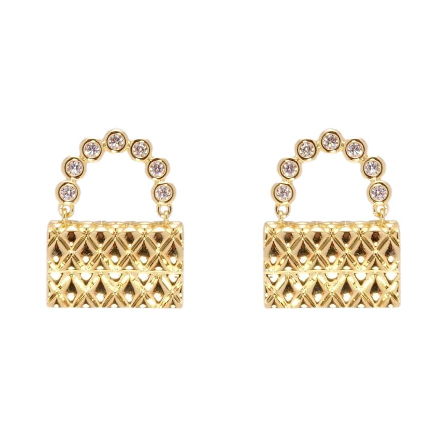 Серьги Xuping JEAN GOUJON Позолота 14K пусеты Сумочки с цирконием фото №1 Серьги Xuping JEAN GOUJON Позолота 14K пусеты Сумочки с цирконием фото №1