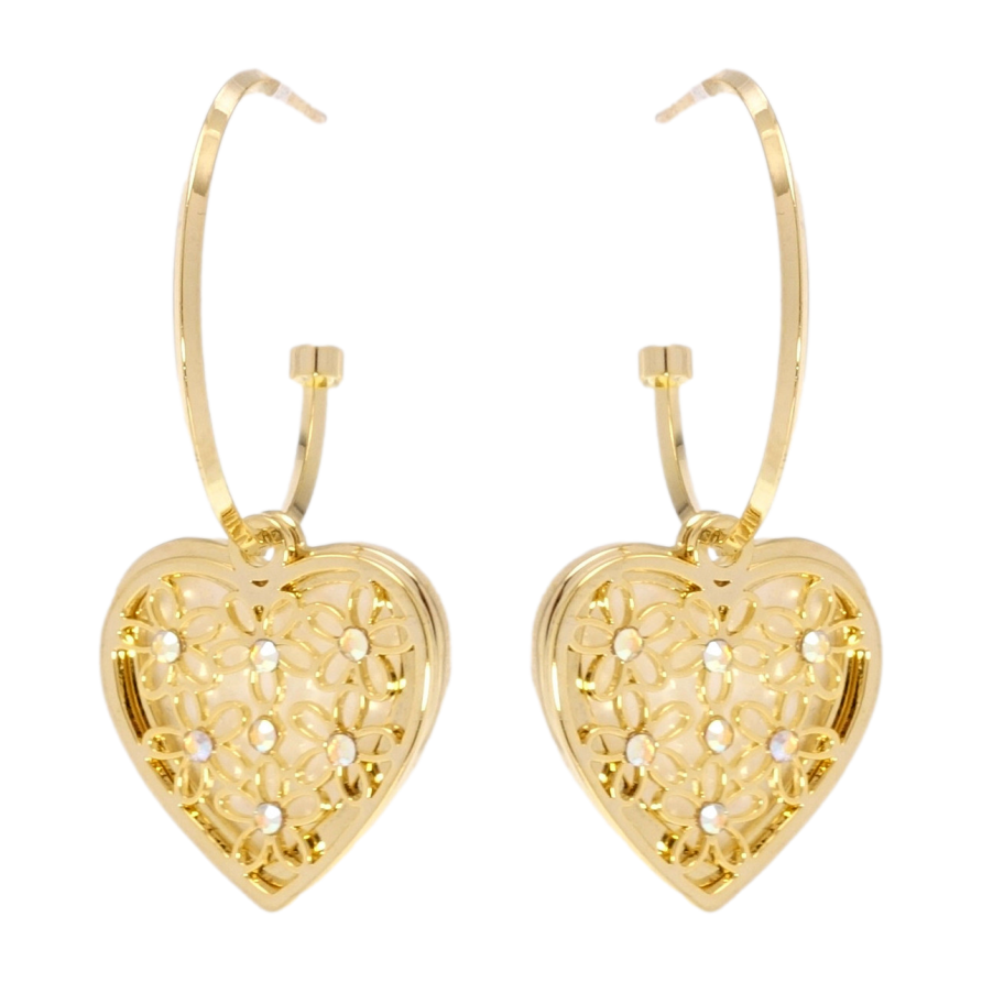 Сережки Xuping JEAN GOUJON Позолота 14K пусети Квіткові серця на колечках фото №1 Сережки Xuping JEAN GOUJON Позолота 14K пусети Квіткові серця на колечках фото №1