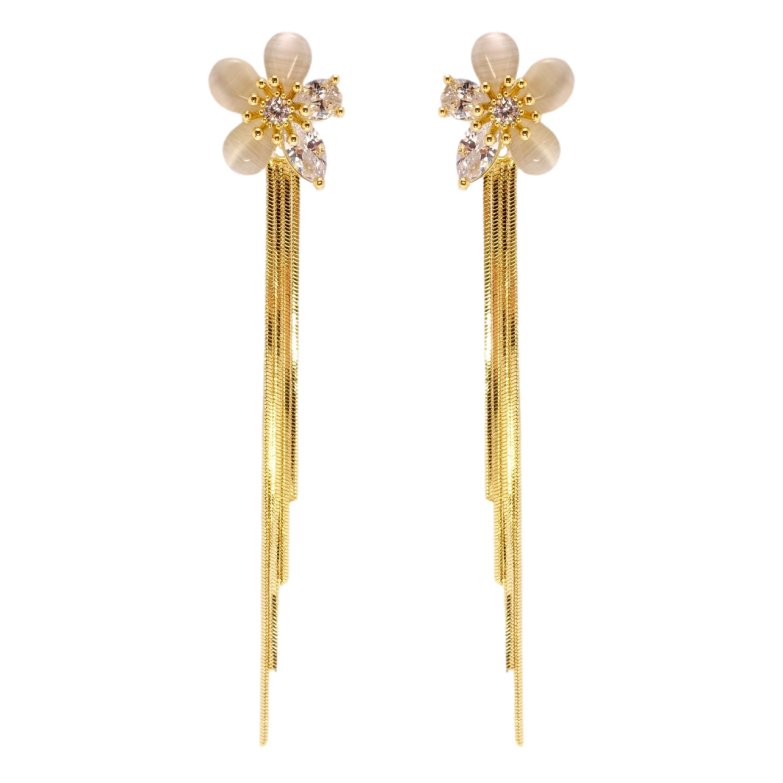 Сережки Xuping JEAN GOUJON Позолота 14K пусети Квіточки з ланцюжками фото №1 Сережки Xuping JEAN GOUJON Позолота 14K пусети Квіточки з ланцюжками фото №1