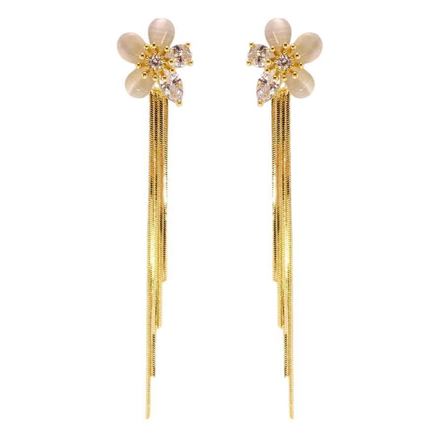 Сережки Xuping JEAN GOUJON Позолота 14K пусети Квіточки з ланцюжками фото №1 Сережки Xuping JEAN GOUJON Позолота 14K пусети Квіточки з ланцюжками фото №1