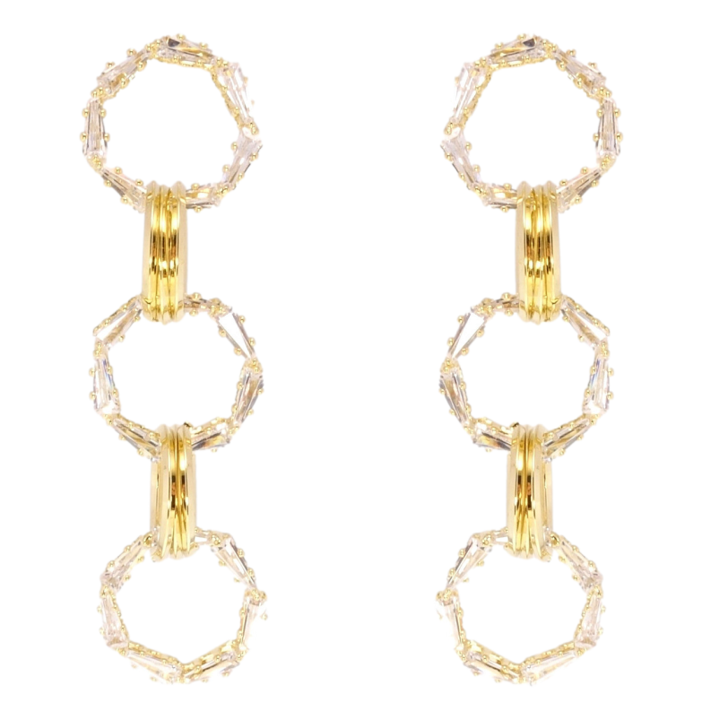 Сережки Xuping JEAN GOUJON Позолота 14K пусети Колечки з цирконієм фото №2 Сережки Xuping JEAN GOUJON Позолота 14K пусети Колечки з цирконієм фото №2