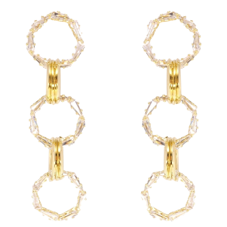 Сережки Xuping JEAN GOUJON Позолота 14K пусети Колечки з цирконієм фото №1 Сережки Xuping JEAN GOUJON Позолота 14K пусети Колечки з цирконієм фото №1