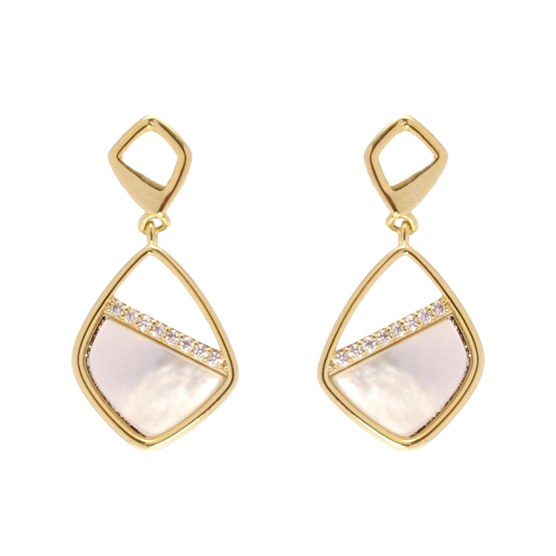 Сережки Xuping JEAN GOUJON Позолота 14K пусети «Ромбові підвіски з перламутровими вставками» фото №1 Сережки Xuping JEAN GOUJON Позолота 14K пусети «Ромбові підвіски з перламутровими вставками» фото №1