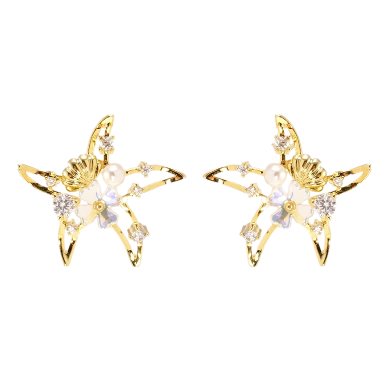 Сережки Xuping JEAN GOUJON Позолота 14K пусети Морські зірки фото №1 Сережки Xuping JEAN GOUJON Позолота 14K пусети Морські зірки фото №1