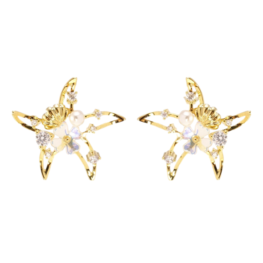 Сережки Xuping JEAN GOUJON Позолота 14K пусети Морські зірки фото №1 Сережки Xuping JEAN GOUJON Позолота 14K пусети Морські зірки фото №1