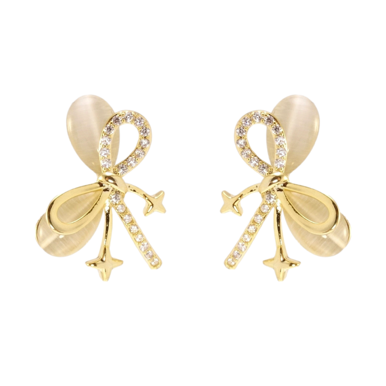 Сережки Xuping JEAN GOUJON Позолота 14K пусети Банти з Котячим оком фото №1 Сережки Xuping JEAN GOUJON Позолота 14K пусети Банти з Котячим оком фото №1