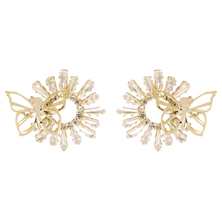 Сережки Xuping JEAN GOUJON Позолота 14K пусети Променисті колечка з метеликами фото №11 Сережки Xuping JEAN GOUJON Позолота 14K пусети Променисті колечка з метеликами фото №11