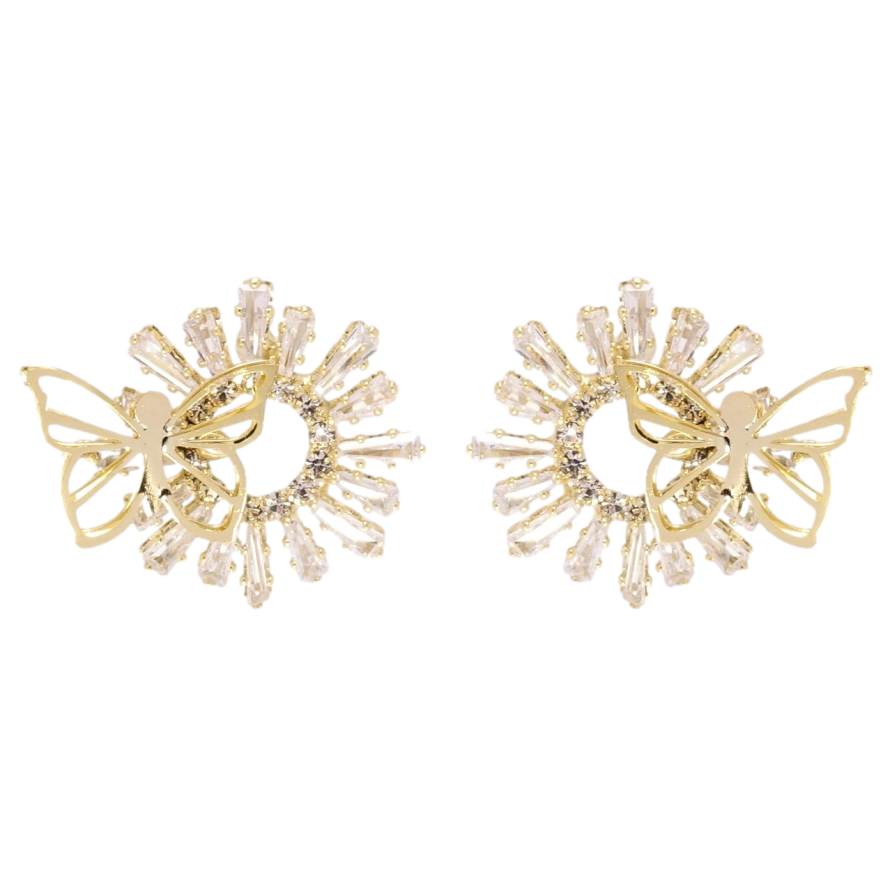 Сережки Xuping JEAN GOUJON Позолота 14K пусети Променисті колечка з метеликами фото №1 Сережки Xuping JEAN GOUJON Позолота 14K пусети Променисті колечка з метеликами фото №1