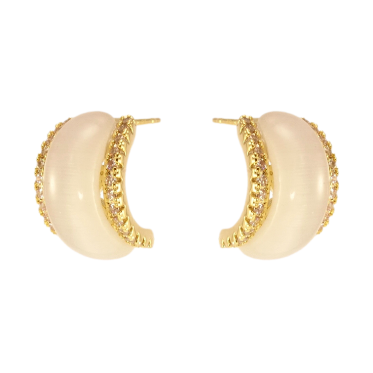 Сережки Xuping JEAN GOUJON Позолота 14K пусети Дуги з Котячим оком фото №20