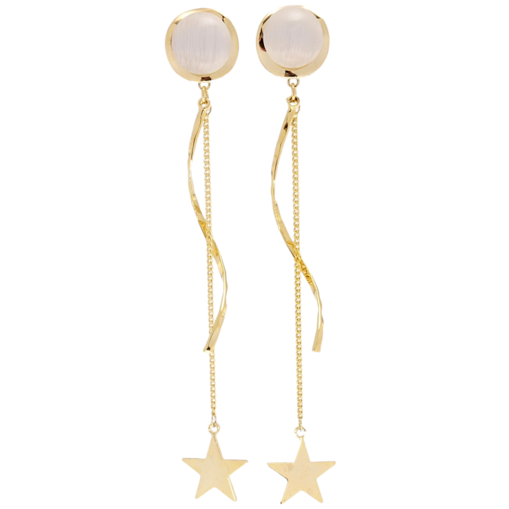 Сережки Xuping JEAN GOUJON Позолота 14K пусети Зірки візерунок на один бік фото №9