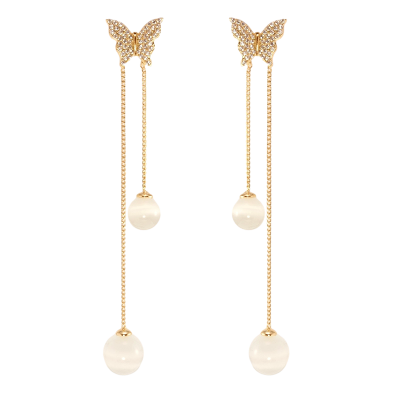Серьги Xuping JEAN GOUJON Позолота 18K пусеты Бабочки с бусинами Кошачий глаз фото №1 Серьги Xuping JEAN GOUJON Позолота 18K пусеты Бабочки с бусинами Кошачий глаз фото №1