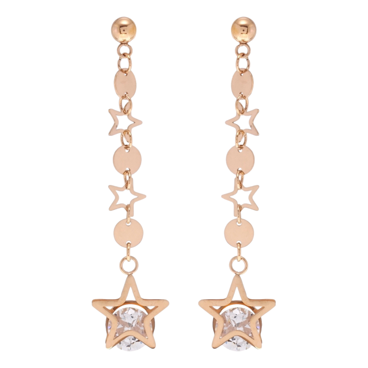 Серьги Xuping TTM Stainless Steel цвет РО пусеты Звездные подвески с кристаллами фото №21