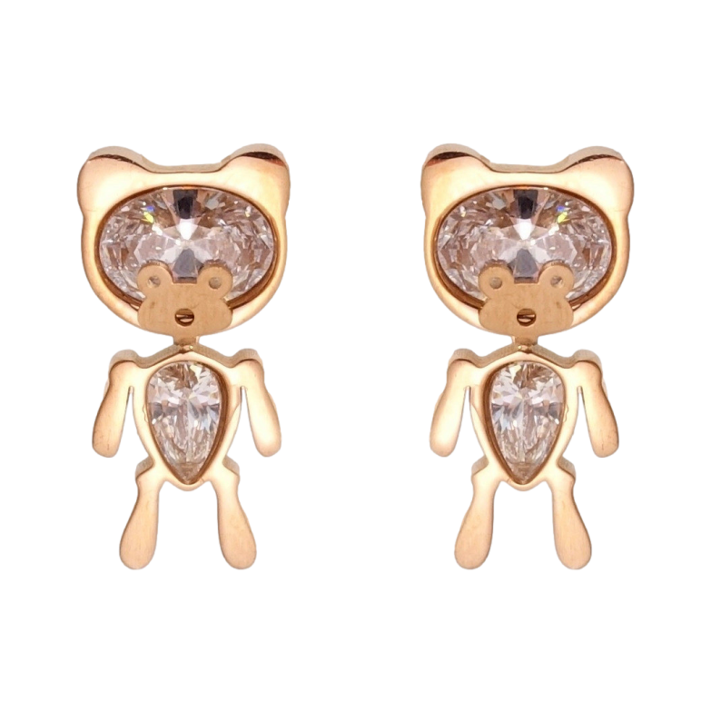 Сережки Xuping TTM Stainless Steel колір РО пусети Ведмедики з кристалами фото №1