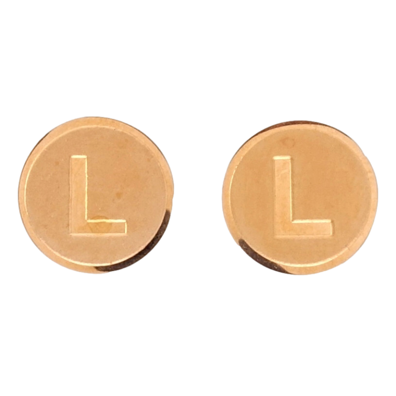 Серьги Xuping TTM Stainless Steel цвет РО пусеты Буква L ø 12мм фото №1