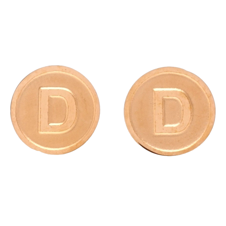 Серьги Xuping TTM Stainless Steel цвет РО пусеты Буква D ø 12мм фото №5