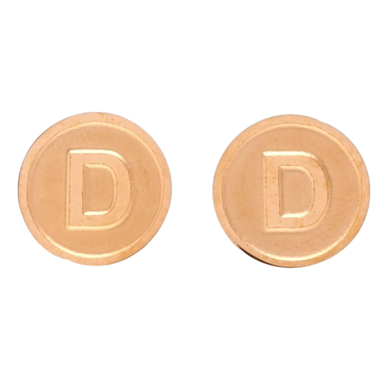 Серьги Xuping TTM Stainless Steel цвет РО пусеты Буква D ø 12мм фото №1
