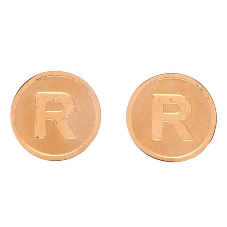 Серьги Xuping TTM Stainless Steel цвет РО пусеты Буква R ø 12мм фото №25