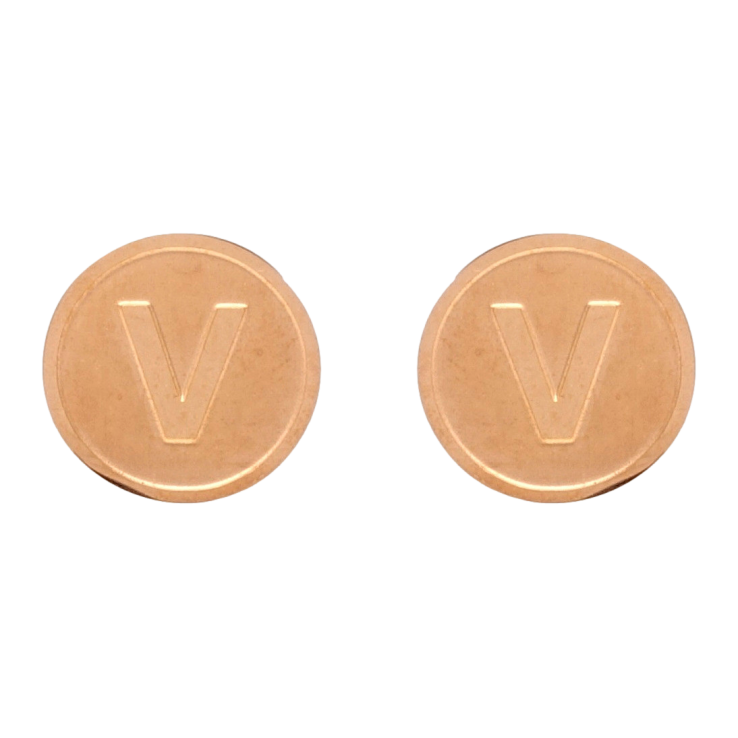 Серьги Xuping TTM Stainless Steel цвет РО пусеты Буква V ø 12мм фото №23