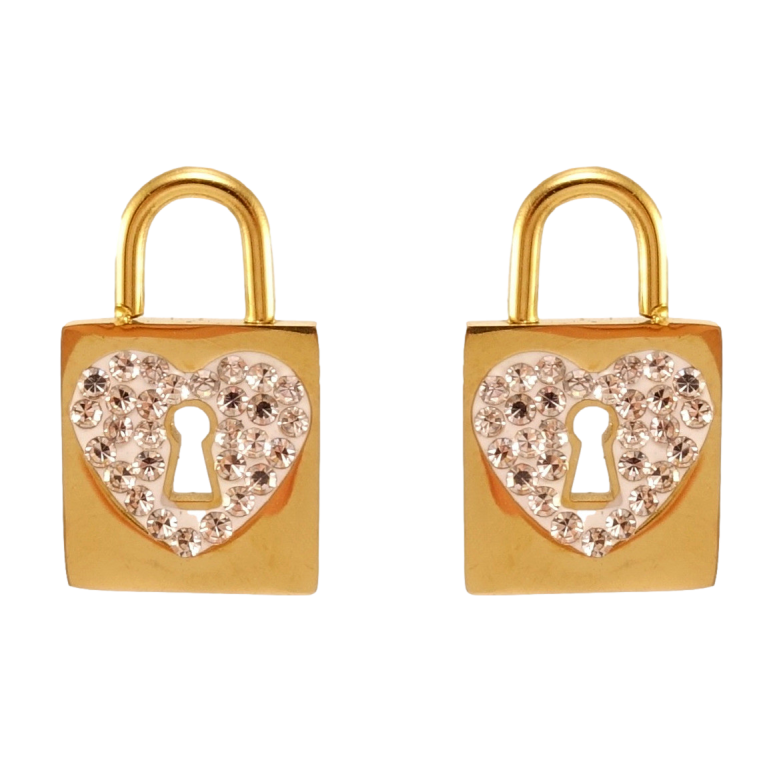 Сережки Xuping TTM Stainless Steel колір 14K пусети Замочки з цирконієм фото №1