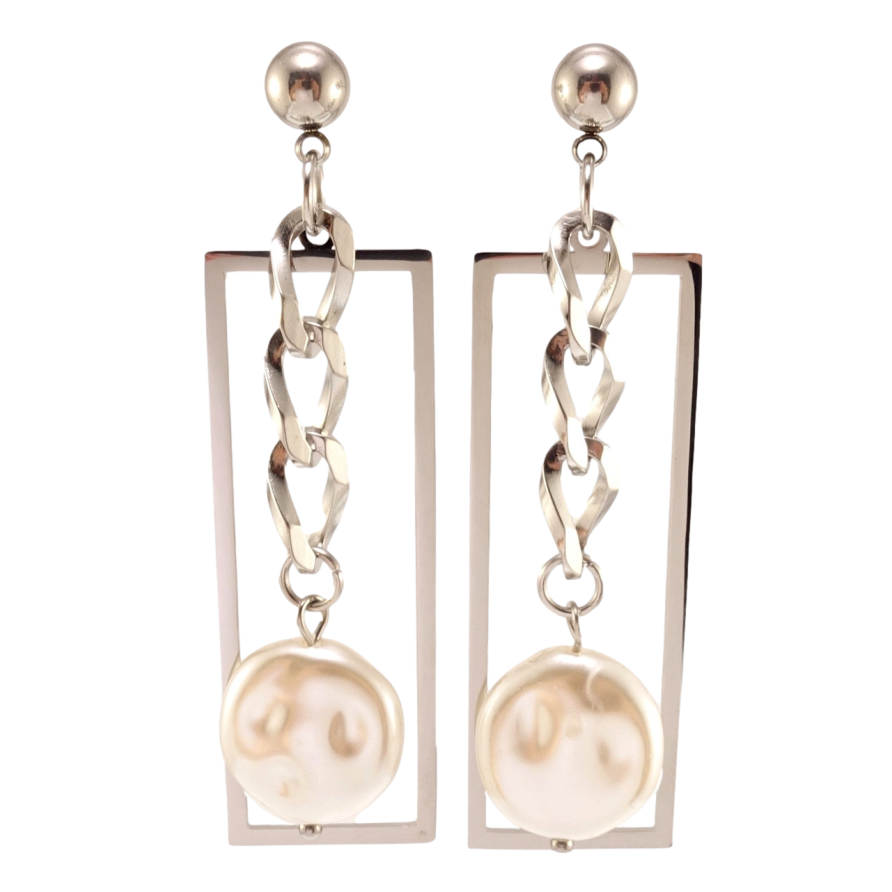 Сережки Xuping TTM Stainless Steel колір Родій пусети Фігурні підвіски фото №1