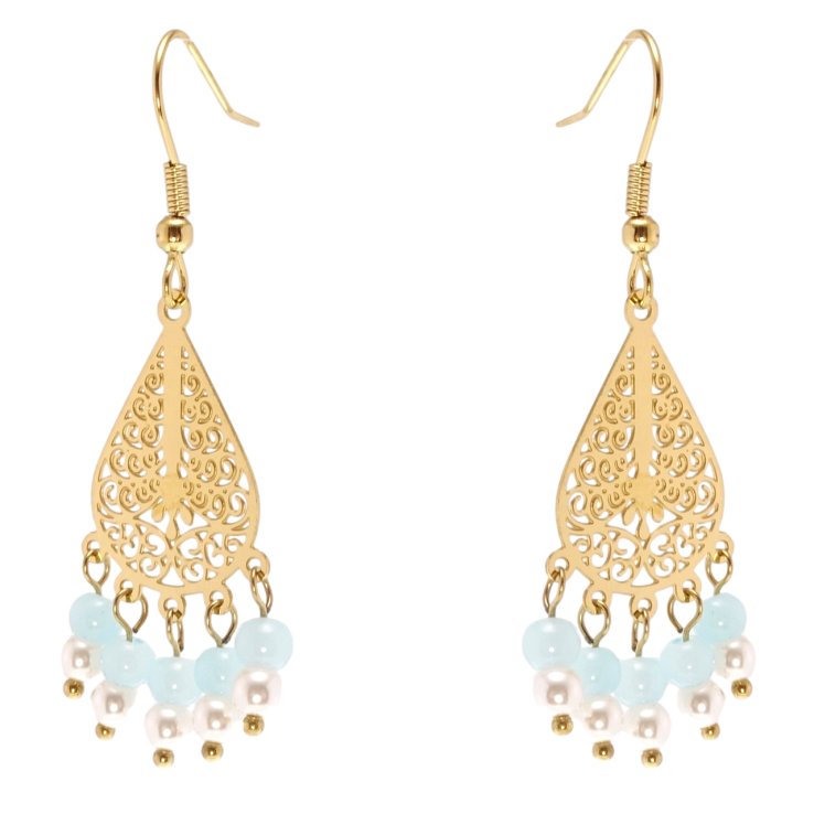 Серьги Xuping TTM Stainless Steel цвет 14K французский замок Ажурные подвески с бусинами фото №20 Серьги Xuping TTM Stainless Steel цвет 14K французский замок Ажурные подвески с бусинами фото №20