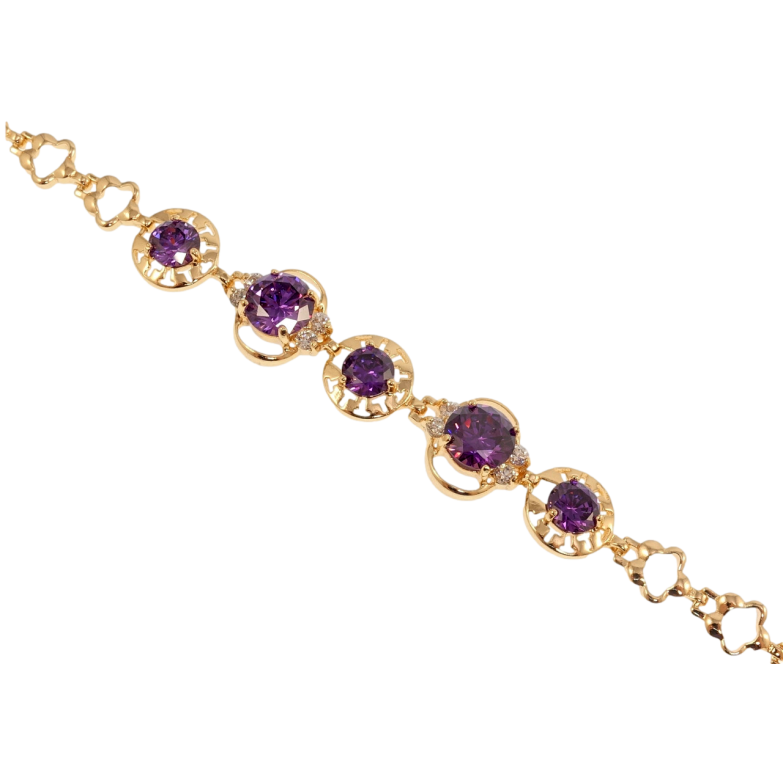 Браслет Xuping M&L Колір 18К Романтизм з бузковими кристалами довжина з доп.замком 17.5,20см х 7мм фото №2