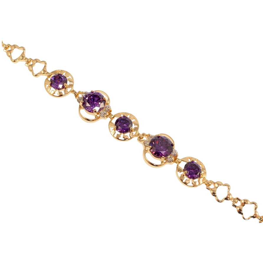 Браслет Xuping M&L Колір 18К Романтизм з бузковими кристалами довжина з доп.замком 17.5,20см х 7мм фото №1