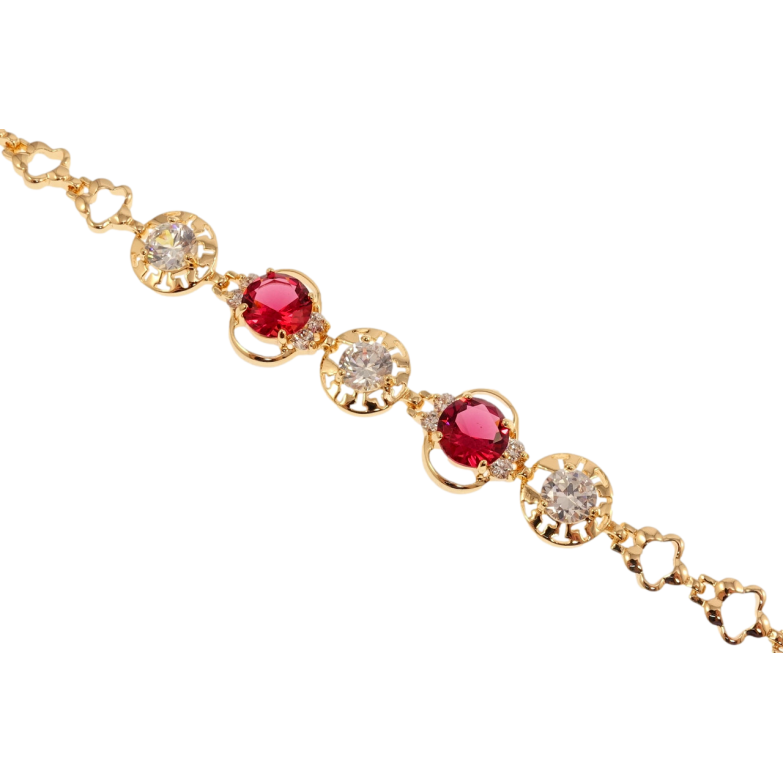 Браслет Xuping M&L Колір 18К Романтизм з малиновими кристалами довжина з доп.замком 17.5,20см х 7мм фото №1