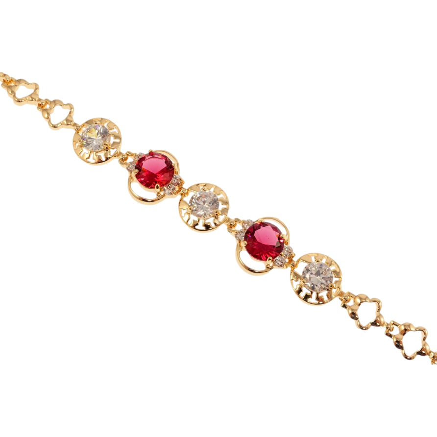 Браслет Xuping M&L Колір 18К Романтизм з малиновими кристалами довжина з доп.замком 17.5,20см х 7мм фото №1