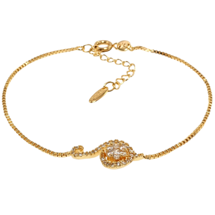 Браслет Xuping M&L Колір 18К Венеціанське плетіння з декоративною вставкою довжина з доп.ланцюжком 19-23см фото №1