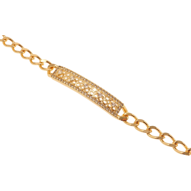 Браслет Xuping M&L Колір 18K Плетіння Панцирне та вставка з цирконієм та різьбленим візерунком довжина 19см х 5мм фото №20