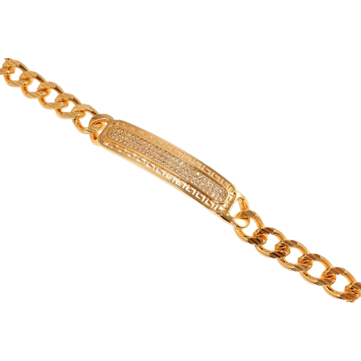 Браслет Xuping M&L Цвет 18K Плетение Панцирное и вставка с цирконием и меандровым узором длинна 19,5см фото №4 Браслет Xuping M&L Цвет 18K Плетение Панцирное и вставка с цирконием и меандровым узором длинна 19,5см фото №4