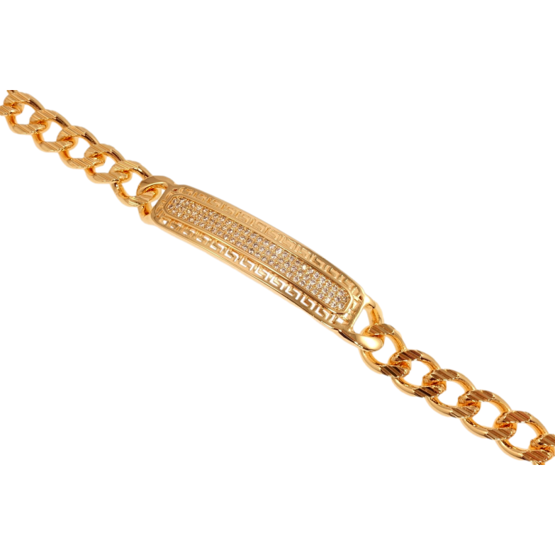 Браслет Xuping M&L Цвет 18K Плетение Панцирное и вставка с цирконием и меандровым узором длинна 19,5см фото №1