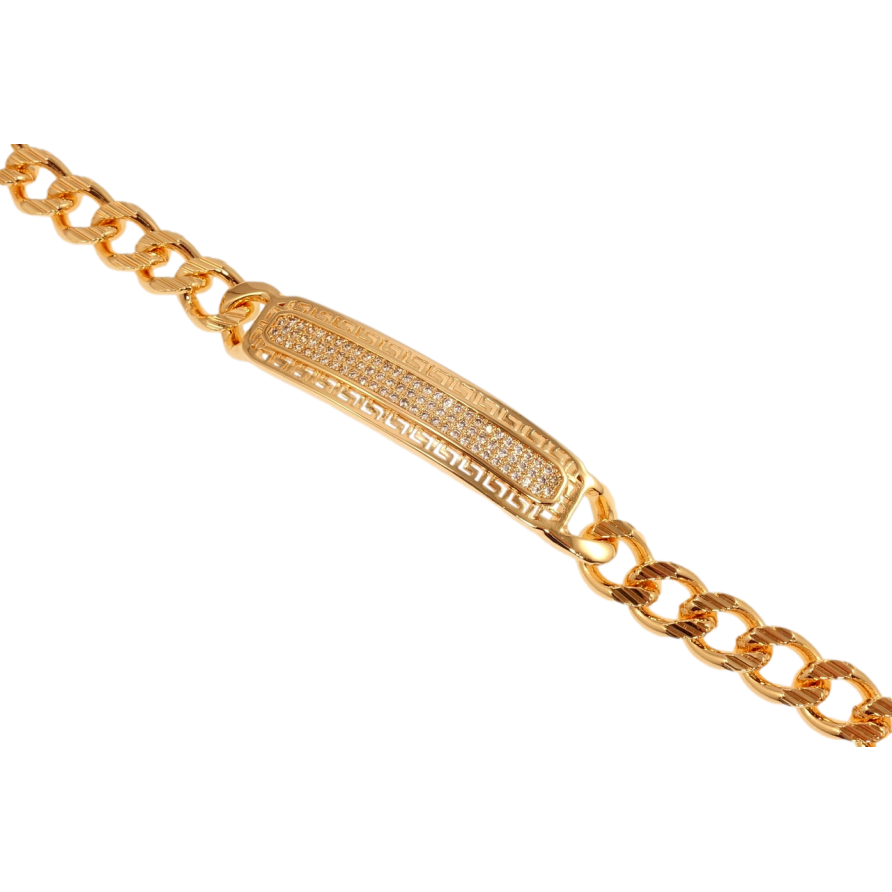 Браслет Xuping M&L Цвет 18K Плетение Панцирное и вставка с цирконием и меандровым узором длинна 19,5см фото №1