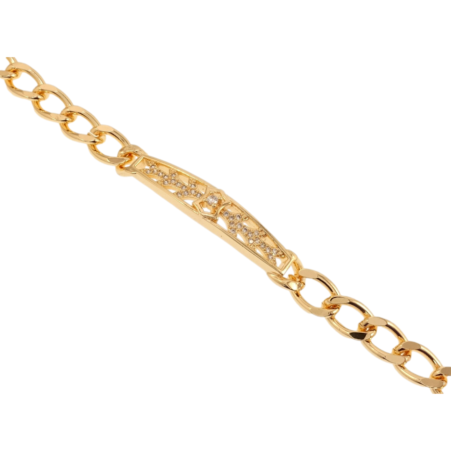 Браслет Xuping M&L Колір 18K Плетіння Панцирне та декоративна вставка з цирконієм довжина 19см х 7мм фото №1