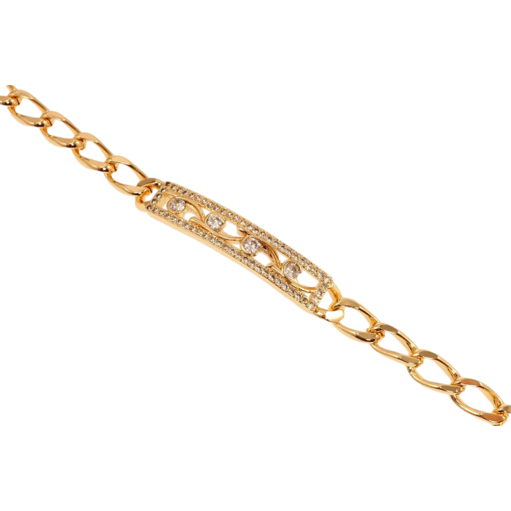 Браслет Xuping M&L Колір 18K Плетіння Панцирне та вставка з цирконієм та різьбленим візерунком довжина 18.5см фото №21